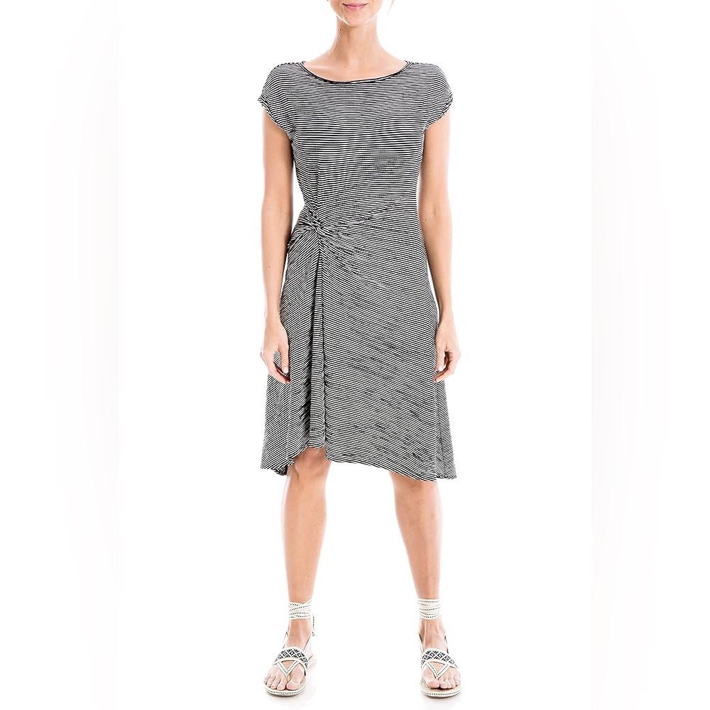 Max Studio- Black and White Striped Midi Dress Size M